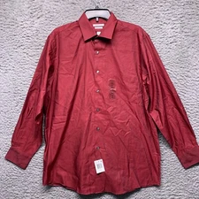 Van Heusen Shirt Mens Large 16 32 33 Pink Button Up Dress Flex Stretch Fabric