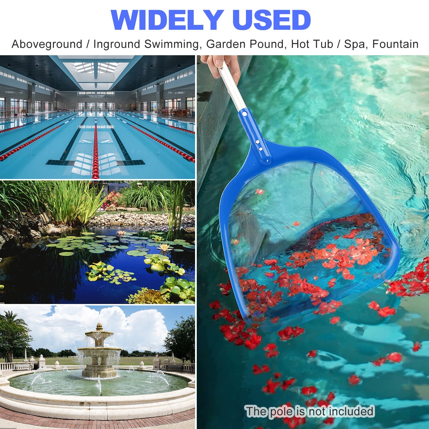 Fish Pond Skimmer Net Swimming Pool Cleaning Leaf Skimmer Mesh Frame