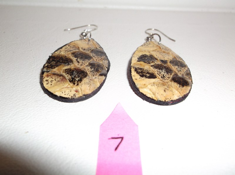 REAL RATTLESNAKE SKIN,  DANGLE EARRINGS . Hook Loop Mounts.