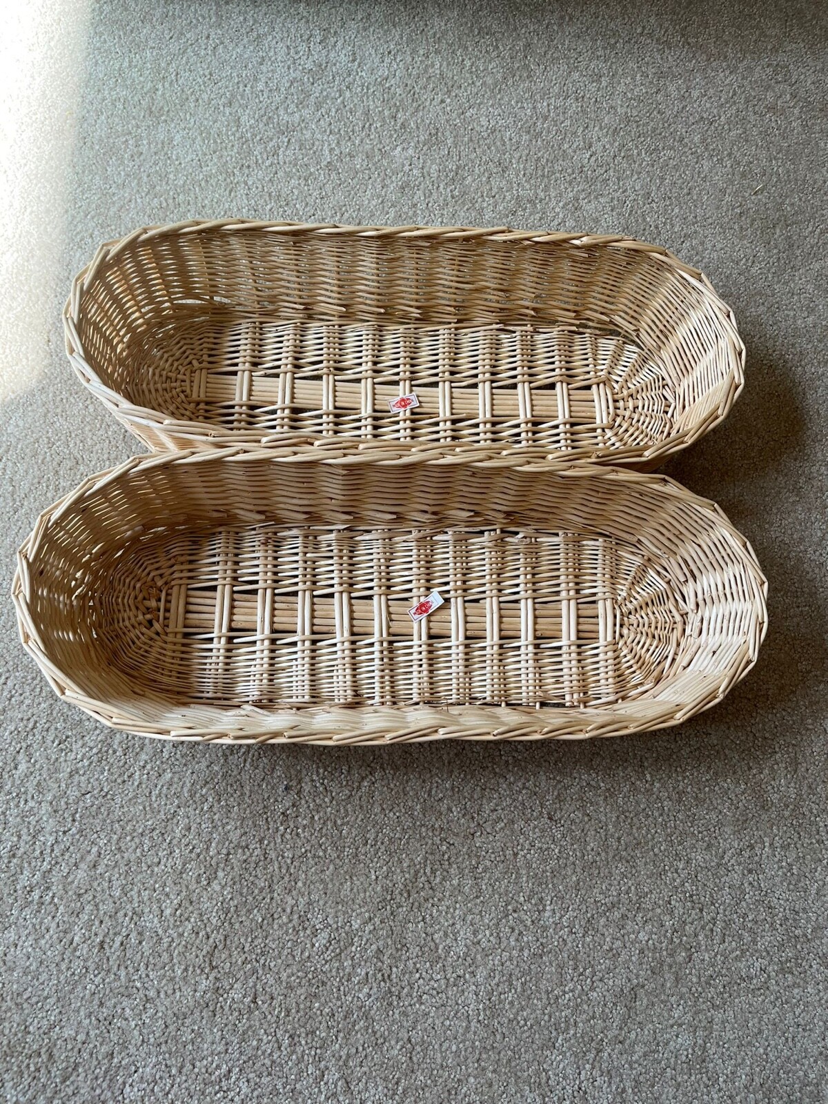 NEW FROM FACTORY BOX, SET OF 2, LARGE 20 IN. OVAL NATURAL WICKER