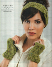 BRAIDED WARMER SET HEADBAND FINGERLESS MITTS WOMENS CROCHET PATTERN INSTRUCTIONS