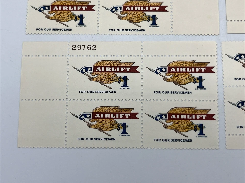 Scott #1341 $1 Airlift 4 Plate Blocks MNH 16 Stamps $16.00 FV - Image 2 of 4