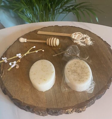 HOMEMADE Goats milk with honey & oatmeal soap bar 85g. Dry skin, eczema, acne & psoriasis