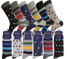 6 -12 PAIR PLAID STRIPED DRESS COTTON SOCKS ASSORTED COLORS SIZE 10-13
