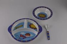 Kids Dinnerware Set- Children Tableware -Plate Bowl Spoon Set Cartoon Dishware