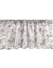 Unicorn Rainbow Valance Unicorns Rainbows Nursery Curtain 18"x54" Ambesonne New