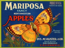 Mariposa Fancy apples vintage fruit box label reproduction steel sign