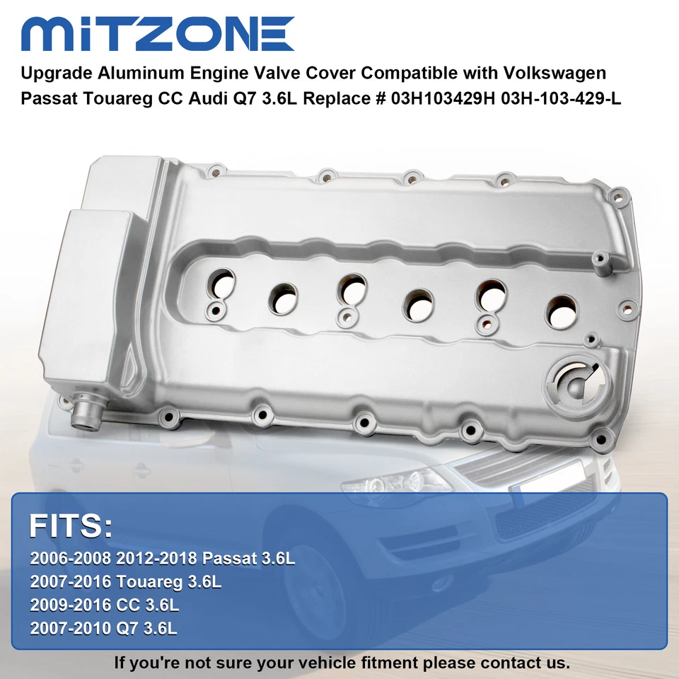 Cubierta de válvula de aluminio de actualización con kit de junta para VW CC Passat Touareg Audi Q7 3,6 L Foto 3 de 4