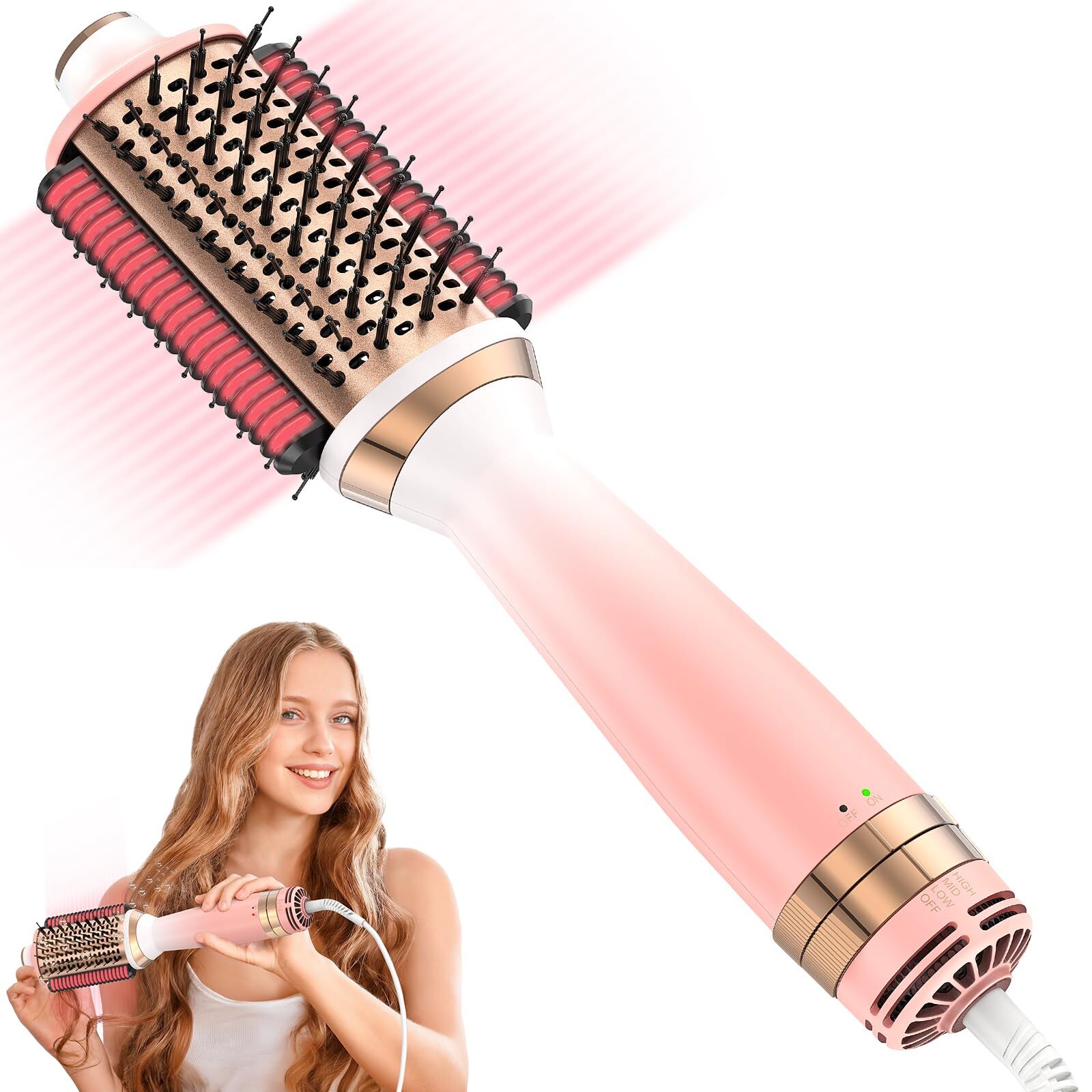 4-in-1 Blow Dryer Brush with Smooth Heat Comb for Volumized Blowouts-image