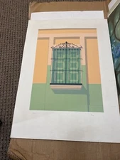 Magritte style silkscreen iron window 7/90 silkscreen Rios