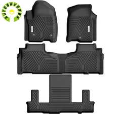 3 Row TPE Floor Mats Liner Set for 2021-2026 Tahoe Yukon Escalade Bucket Seating