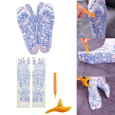 1 Pair Acupressure Reflexology Socks Acupoint With Massage Stick Comfortable