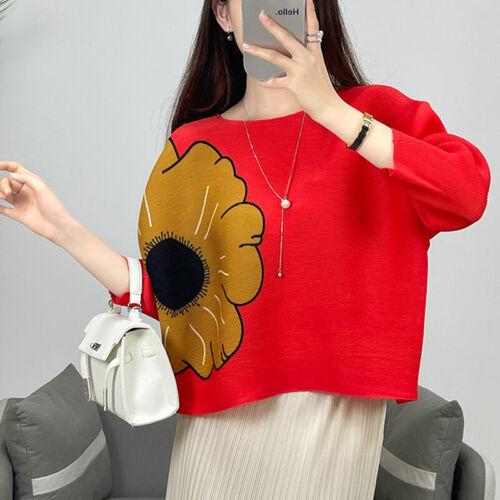 2024 Summer New Printed 3/4 Sleeve T-Shirt Women's Loose Fashion Tops Blouse