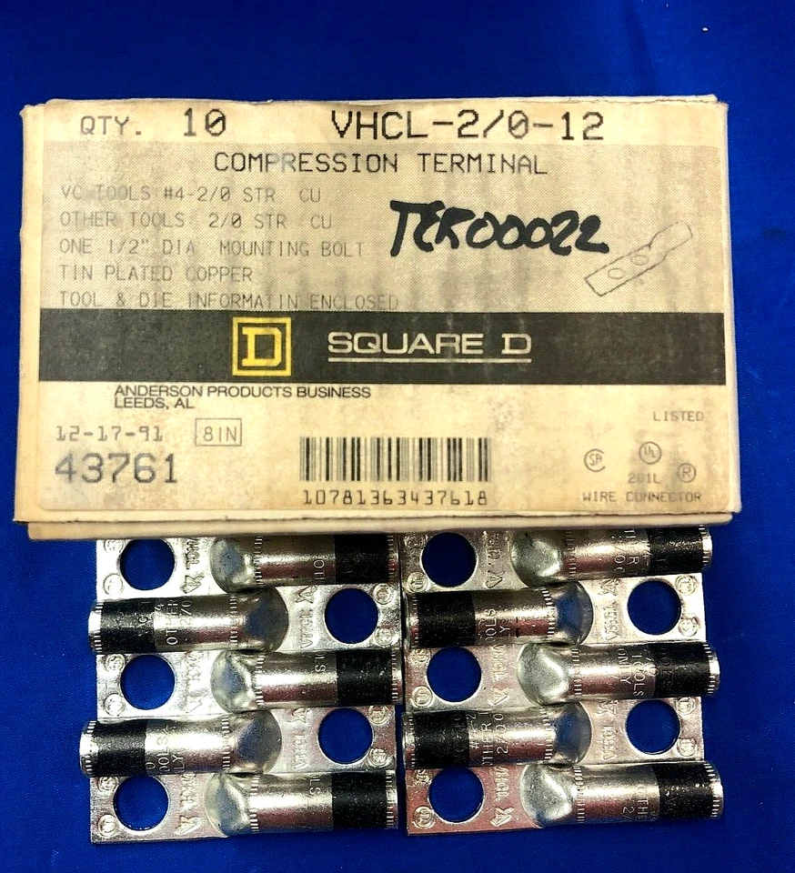 SQUARE D ONE HOLE COMPRESSION TERMINAL VHCL-2/0-12 (BOX OF 10) - Image 2 of 4