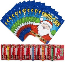 12 Christmas Santa Claus Coloring Books & 12 Packs of Crayons - New