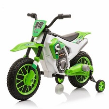 TOBBI 12V Kids Ride on Motrcycle Electric Motorbike w/Training Wheels, 2 Speeds