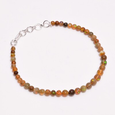 20 Ct. Fire Ethiopian Opal Gemstone Round Smooth Beads Bracelet 8-9'' A-3398