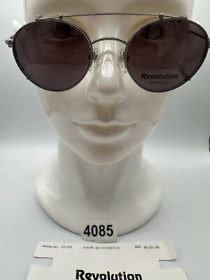 New Vintage Revolution Eyewear With SunShade RE030 Matte Gunmetal 46 20 145