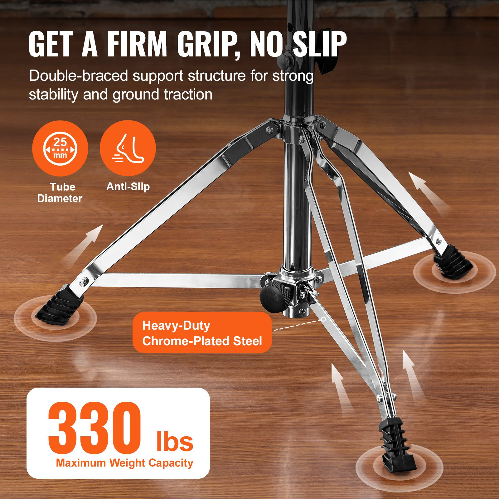 VEVOR Drum Throne, 19.3 to 23 in / 490585 mm Height Adjustable, Padded