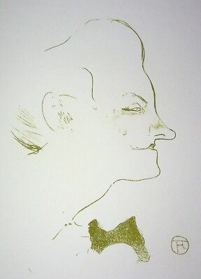 Toulouse Lautrec: Profile of Yvette Guilbert, Signed Lithograph, 1950