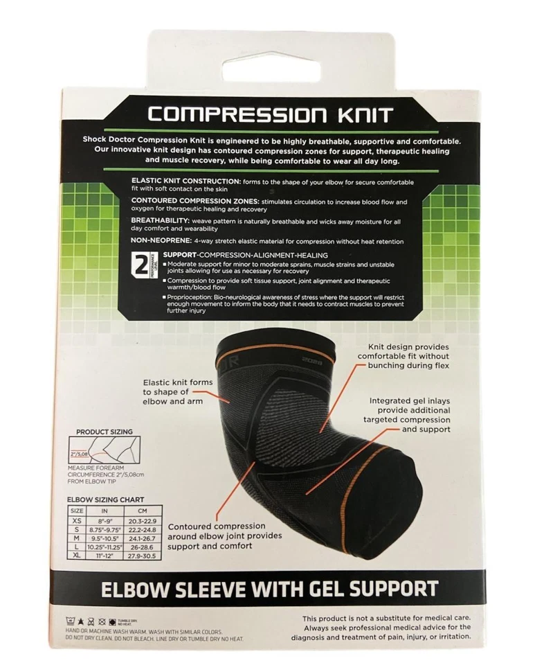 Elbow Support Shock Doctor Compression Black Level 2 - New - Image 2 of 4