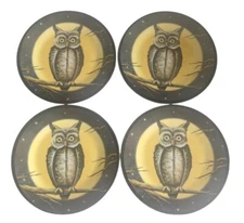 Halloween Spooky Owl Bird Melamine Plates 6" Appetizer Side Dessert Set of 4