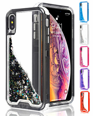 For Apple iPhone XS MAX - Waterfall Glitter Liquid Shock Proof