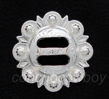 WESTERN HORSE SADDLE TACK BRIGHT SILVER SLOTTED BERRY CONCHOS 1-1/2"