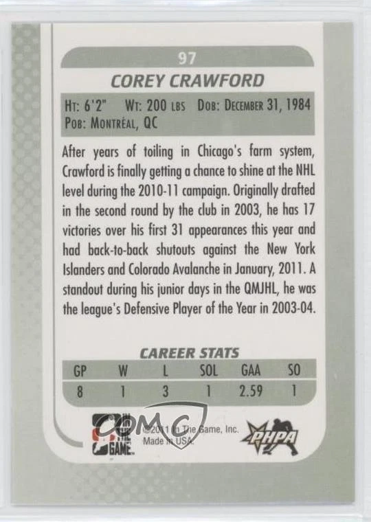 2010-11 ITG Between the Pipes Corey Crawford #97 - Image 2 of 2