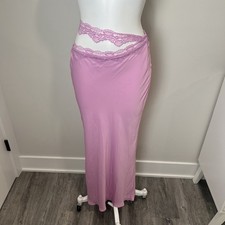 House of Cb Mathilda Pink Lace Trim Maxi Skirt Small