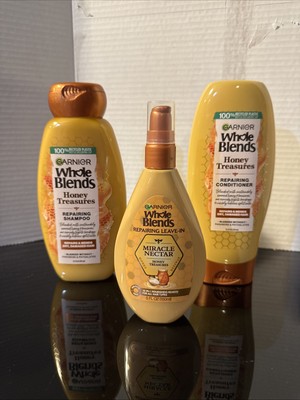 Garnier Whole Blends Honey Treasures Repairing Shampoo Conditioner + Miracle ...