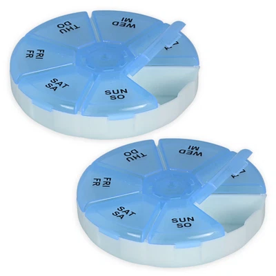2 Pillenbox 7 Tage Tablettenbox Pillendose Woche klein Medikamentenbox Blau - Bild 1 von 4