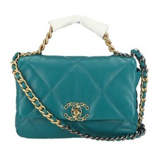 Chanel 19 Large Chain Shoulder Bag Lambskin Women Green One Size