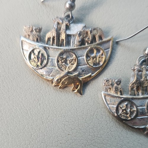 Sterling Silver 925 Noah's Ark Earrings