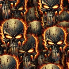 Flaming Punisher Skull 23 - 18"x46" Hydrographic Film Hydro Dipping