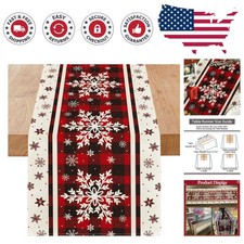 Holiday Snowflakes and Plaid Table Runner 13 x 72 - Perfect for Gatherings