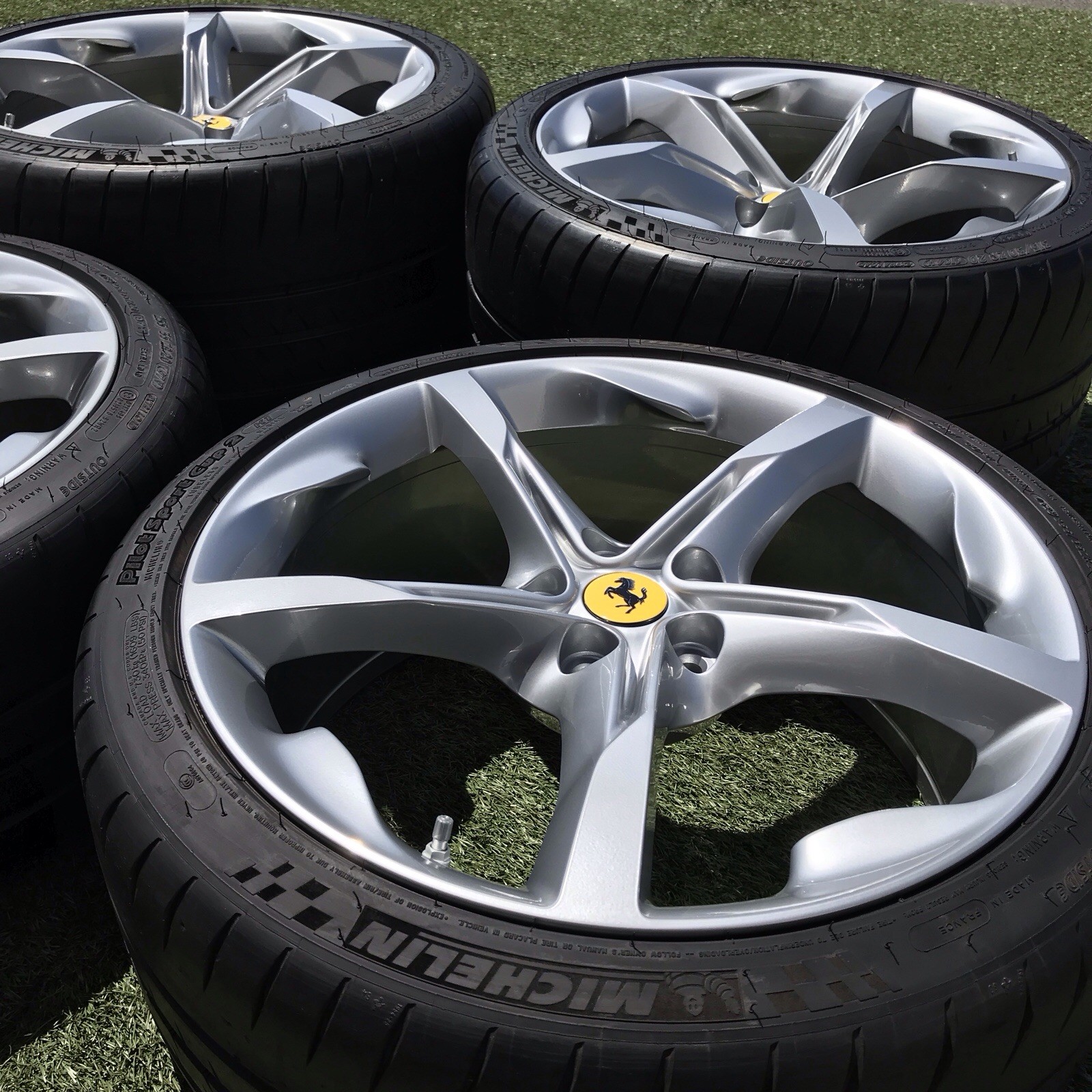 20 FERRARI SF90 WHEELS TIRES NEW SET 4 OEM GENUINE RIMS TPMS SILVER