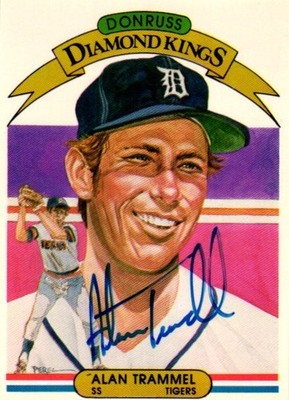 Signed 82 Donruss Diamond Kings Alan Trammell Name Misspelled Trammel Error HOF