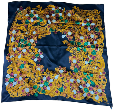 CHANEL Vintage Multicolor 100% Silk Scarf Made in Italy 38X38 | eBay