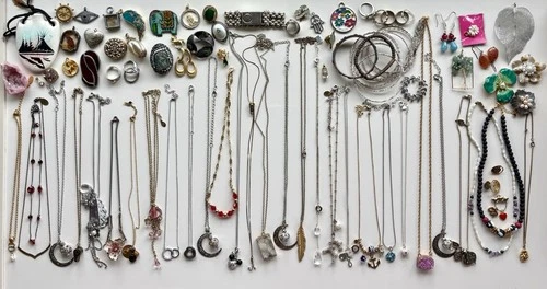 Vintage To Modern Costume  Jewelry Lot Bracelets Necklaces Brooches Pins Rings