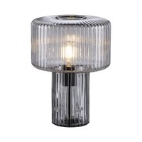 Tischleuchte Glas Rauchgrau Riffel Schlafzimmer 35 Cm Klein E27 Nachttisch Lampe