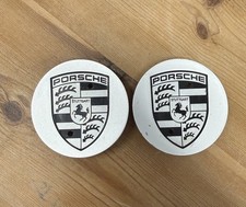 Pair Genuine Porsche Wheel Centre Caps 65mm 95B Silver