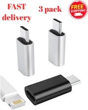 3Pack Lightning Female to USB-C Male Adapter, Type Charging for silver