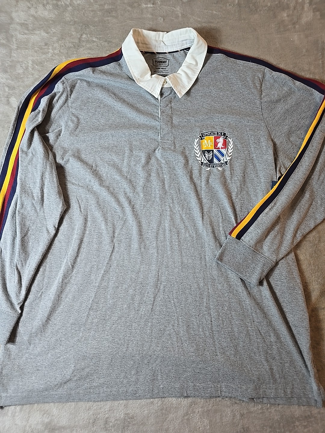 Foundry Men's Upstate N.Y. Lux Et Veritas Long Sleeve Shirt Gray Size 3XLT NWT