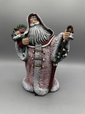 Folk Art Style Resin Santa Claus Figurine 8  Holiday D cor See Photos