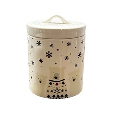 Polar Bears and Snowflakes Cookie Jar 2022 Crate & Barrel Joan Anderson LN