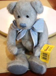 NWT Sunkid Grey Mohair Teddy Bear Bean Bag Plushie
