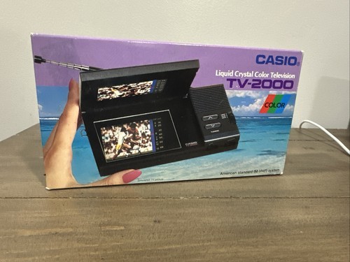 A working pocket-sized COLOR TV from 1980s Japan — the kind of artifact that stops a room cold and actually still functions as a conversation piece AND a gadget.