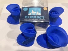 Blue Pet Rain Boots Size Large Adjustable Lightweight Silicone