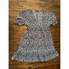 SHEIN Curve Black Floral Mini Dress Puff Sleeve Ruffle Hem 0X Summer